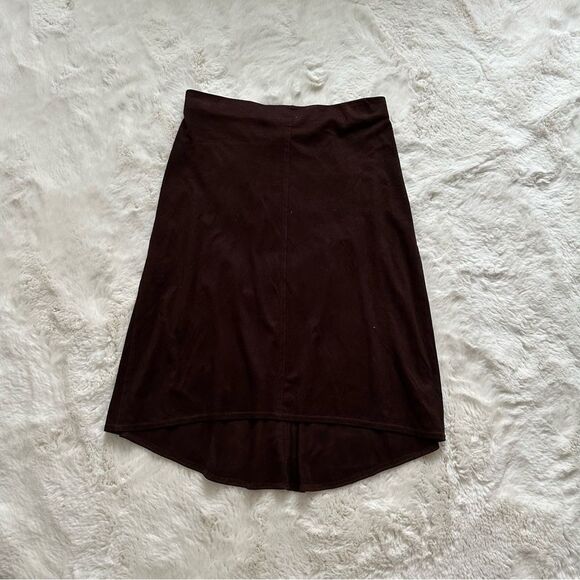 Max Studios Vintage brown suede midi high low skirt - Picture 1 of 12